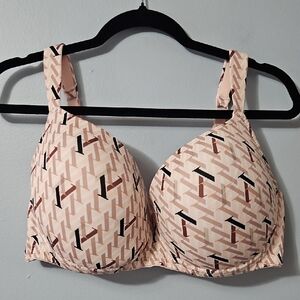 Adrienne Vittadini Patterned Pink Underwire Padded Shoulder Bra Size 42D